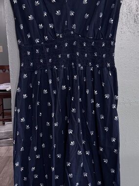 Old Navy Navy Dress with White Floral Print